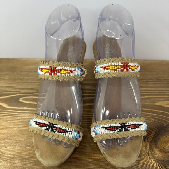 SBICCA KARSON Beaded Wedges SZ 7.5 Boho Aztec Native American Southwest Hippie - Picture 4 of 8